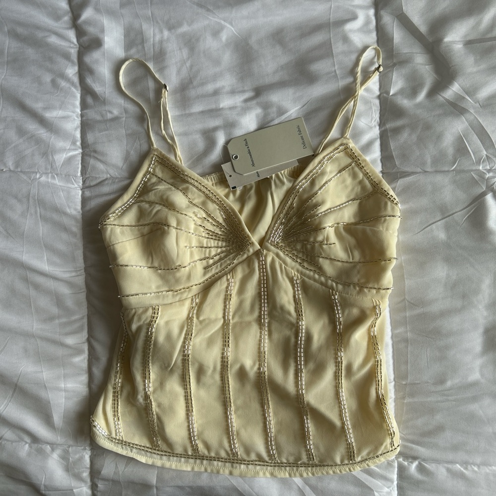 Abercrombie & Fitch Light Yellow Beaded Camisole